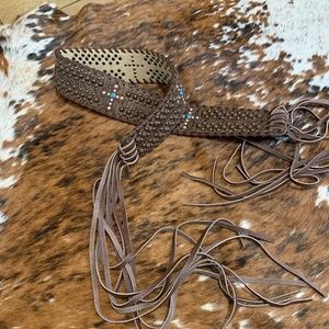 S/m western tie belt with turquoise and rhinestone crosses